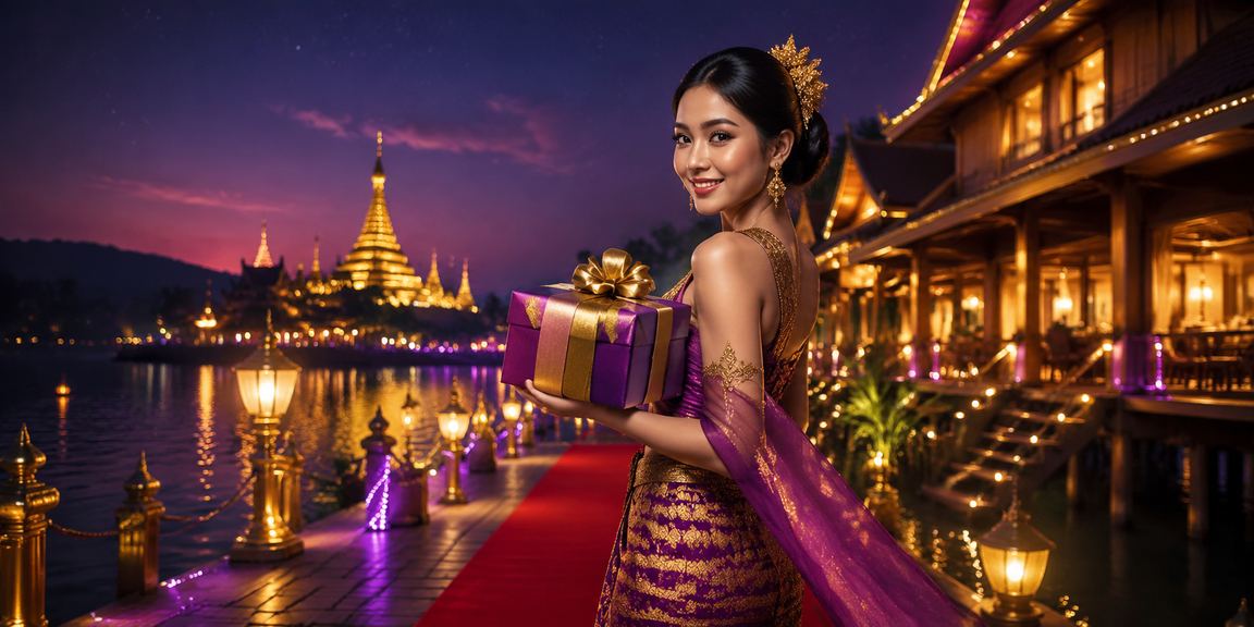 အင်လာကန် ရှိ ရွှေဖာဂွန်းနောက်ခံဖြင့် စလော့ဂိမ်းကစားခြင်းမြင်ကွင်း